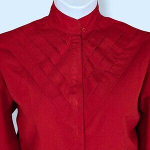 Vintage Elite International Red Pleated Blouse